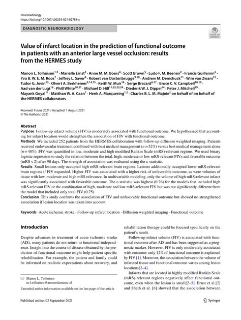 francis guillemin stroke hermes|Value of infarct location in the prediction of functional outcome in .